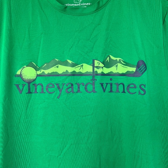 Vineyard Vines Men's Medium Performance Green Golf Short Sleeve Shirt Outdoor - Picture 2 of 4